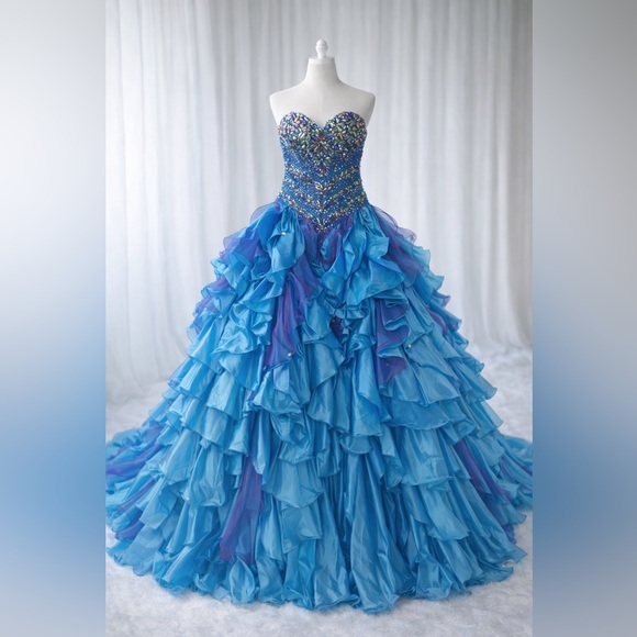 Mary's Bridal Dresses & Skirts - Princess by Mary’s Beaded Ball Gown – Size 8 – Blue/Purple – New With Tags